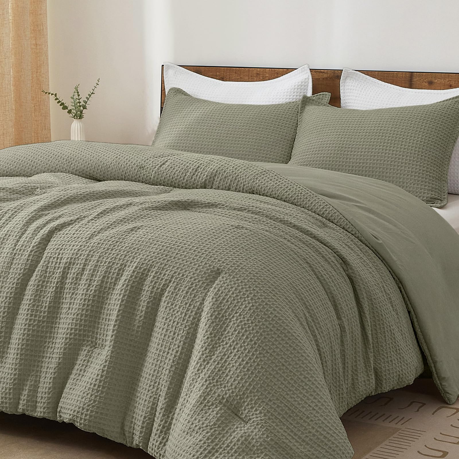 phf p waffle comforter set dusty sage q us