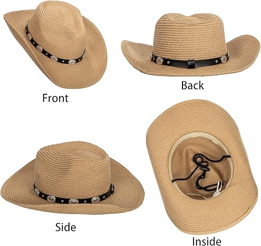 Cappello Da Cowboy In Paglia Unisex - Panama Estivo Per Uomo E Donna - Foto 7