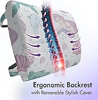 Vista 19 de Lunarable Teal Travel Pillow Neck Rest, Aquatic Fauna Theme Hand Drawn Style Various Starfish in Blue Shades, Memory Foam Traveling Accessory for