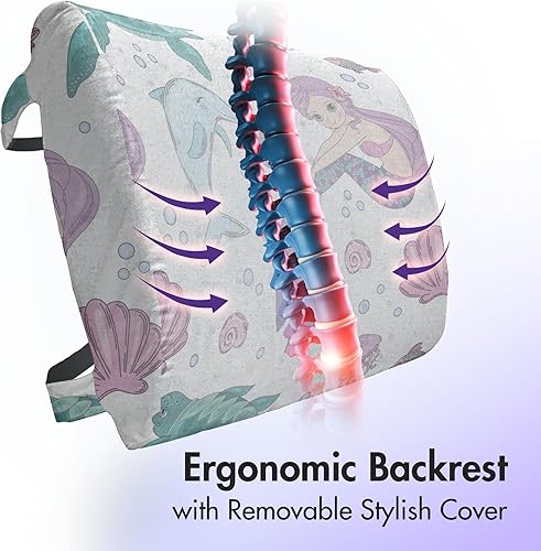 Miniatura 19 de Lunarable Teal Travel Pillow Neck Rest, Aquatic Fauna Theme Hand Drawn Style Various Starfish in Blue Shades, Memory Foam Traveling Accessory for