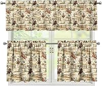 Vista 58 de Juego de 250 cortinas de cocina con bandera estadounidense para ventanas, fácil de instalar, cortinas cortas de 24 pulgadas con bolsillo para barra