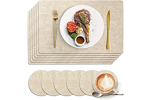 Beige Faux Leather Placemats and Coasters for Indoor & Outdoor Use