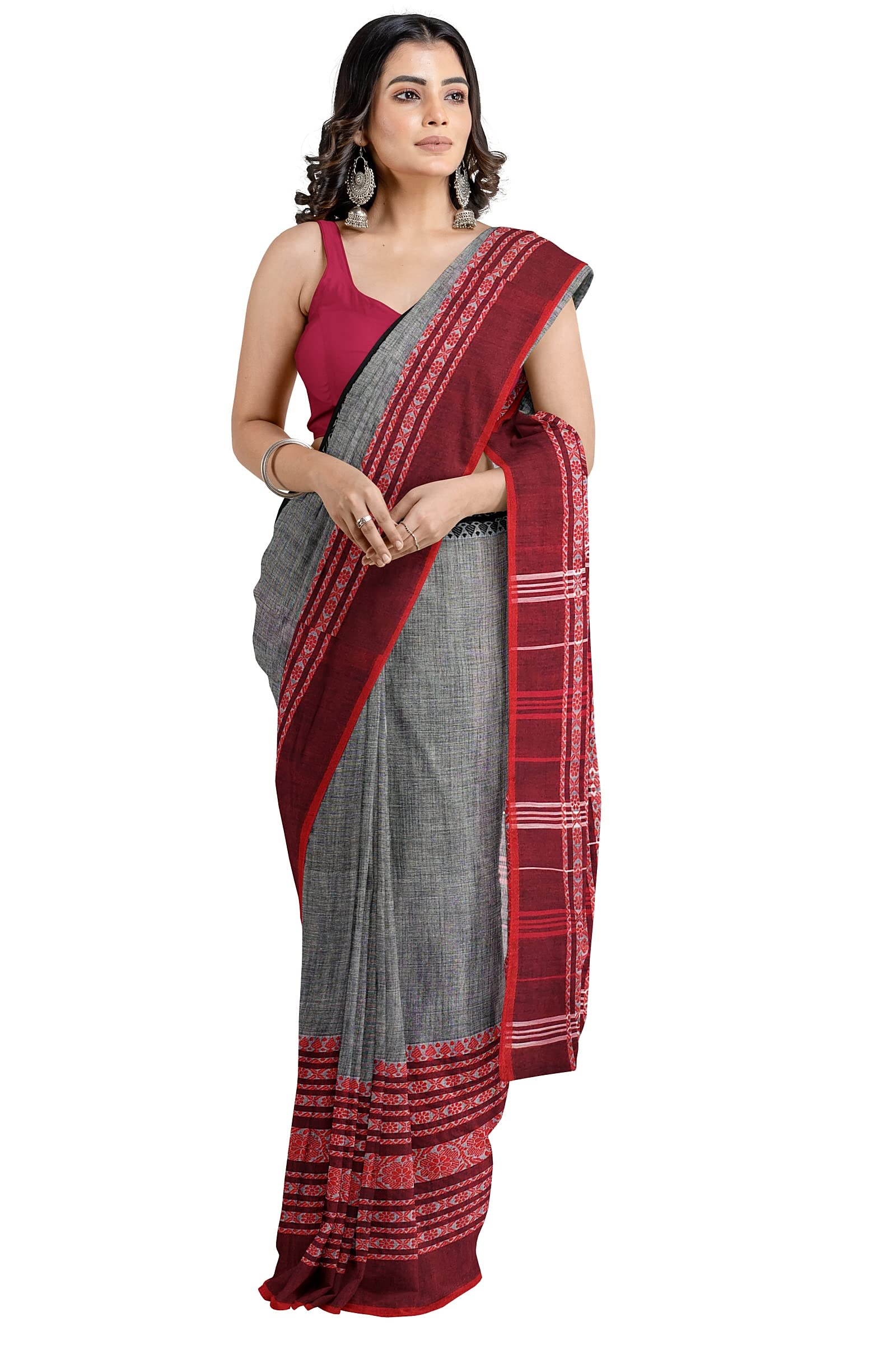 Bong ButiQWomen's Begampuri Cotton Blend Soft Khadi Saree