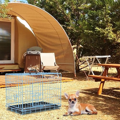 Miniatura 30 de Jaula para perros, jaula para perros, perrera de alambre de metal para exteriores, plegable de doble puerta, jaula para mascotas para perros Negro