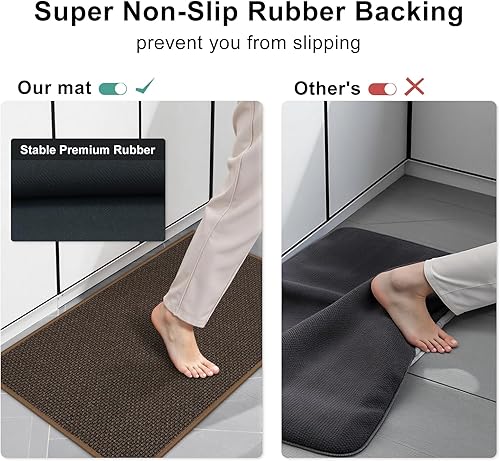 Miniatura 3 de KIMODE Alfombras de cocina de granja de 20 x 60 pulgadas, antideslizantes, lavables, naturales, absorbentes, para suelo, fregadero delantero, color