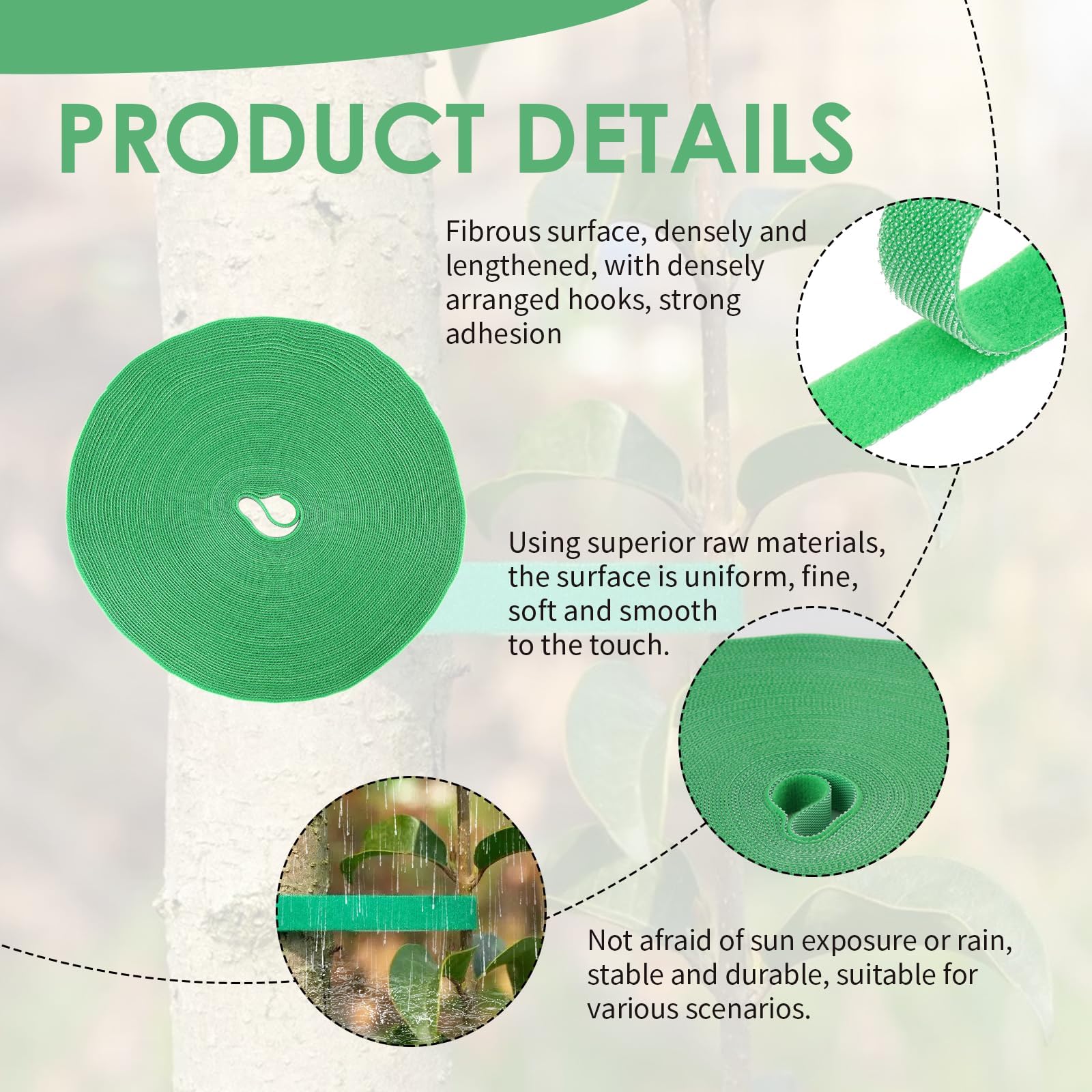 Cinta para Plantas de Jardín y Hogar, 25m x 12mm, Verde Oscuro, Resistente a la Intemperie, Reutilizable, Ajustable, para Atar Árboles, Organizar Cables y Cultivo en Interior y Exterior