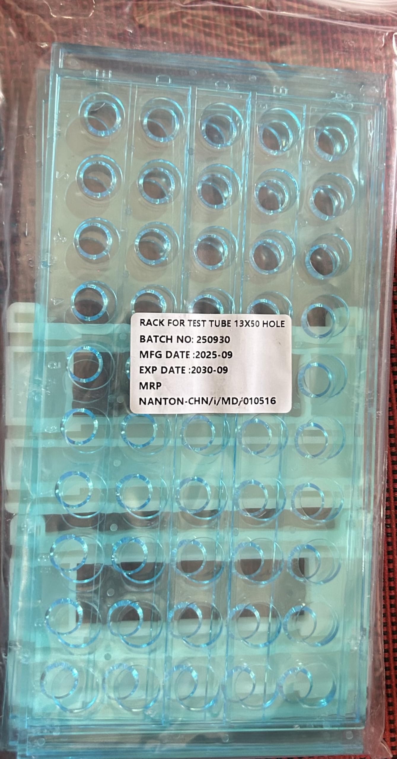 Test Tube Rack, 13 x 50 Hole, Transparent Blue, Plastic, Laboratory Use-image-10