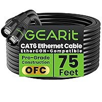 Vista 28 de GearIT Cable Ethernet CAT6, conectores RJ45 compatibles con EtherCON (200 pies) para audio profesional, blindado de aluminio, cobre libre de Negro