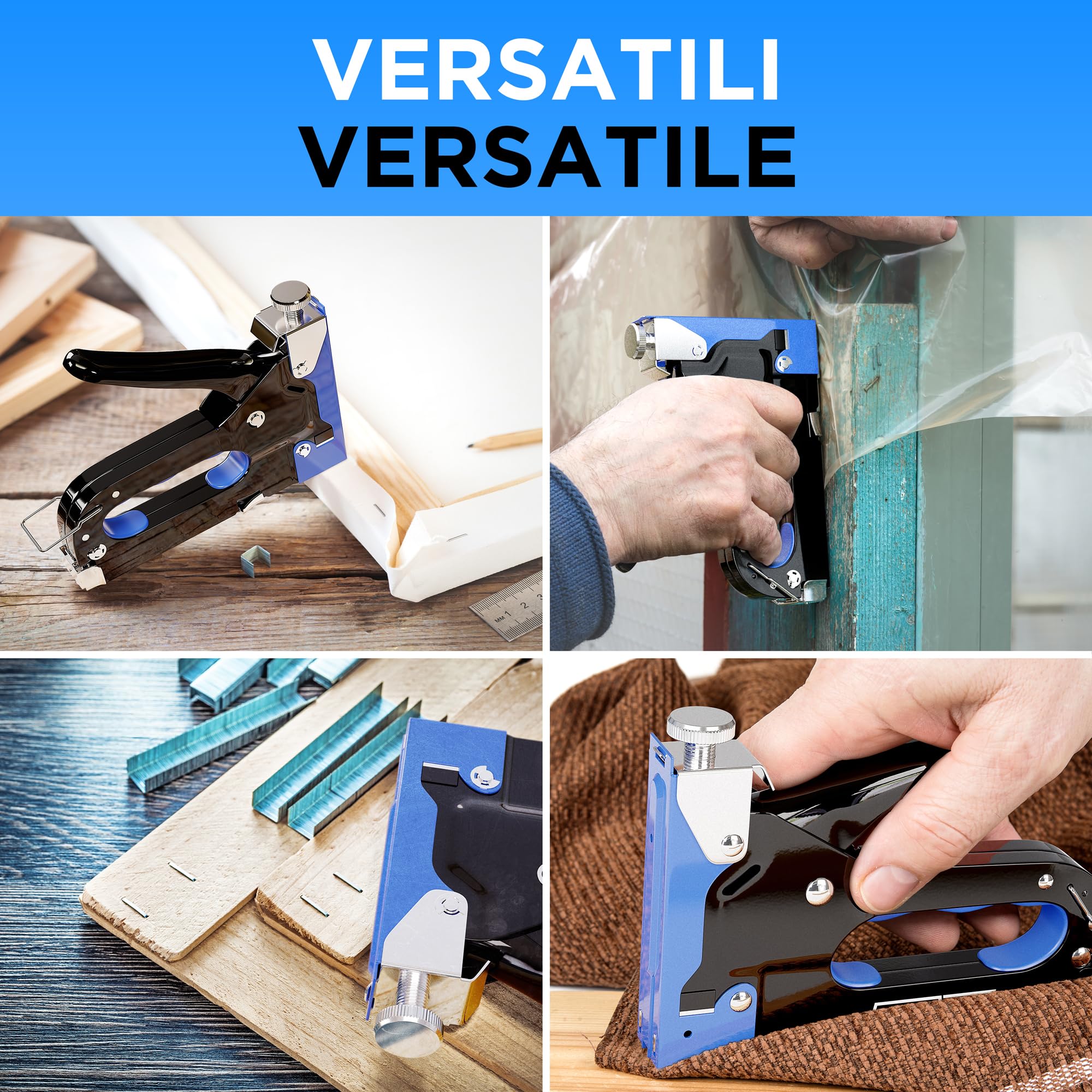 Set Graffatrice 5 in 1 - Graffatrice Pesante + 1500 Punti + Levapunti per Legno, Tessuto, Rete Metallica - Costruzioni, Artigianato, Tappezzeria