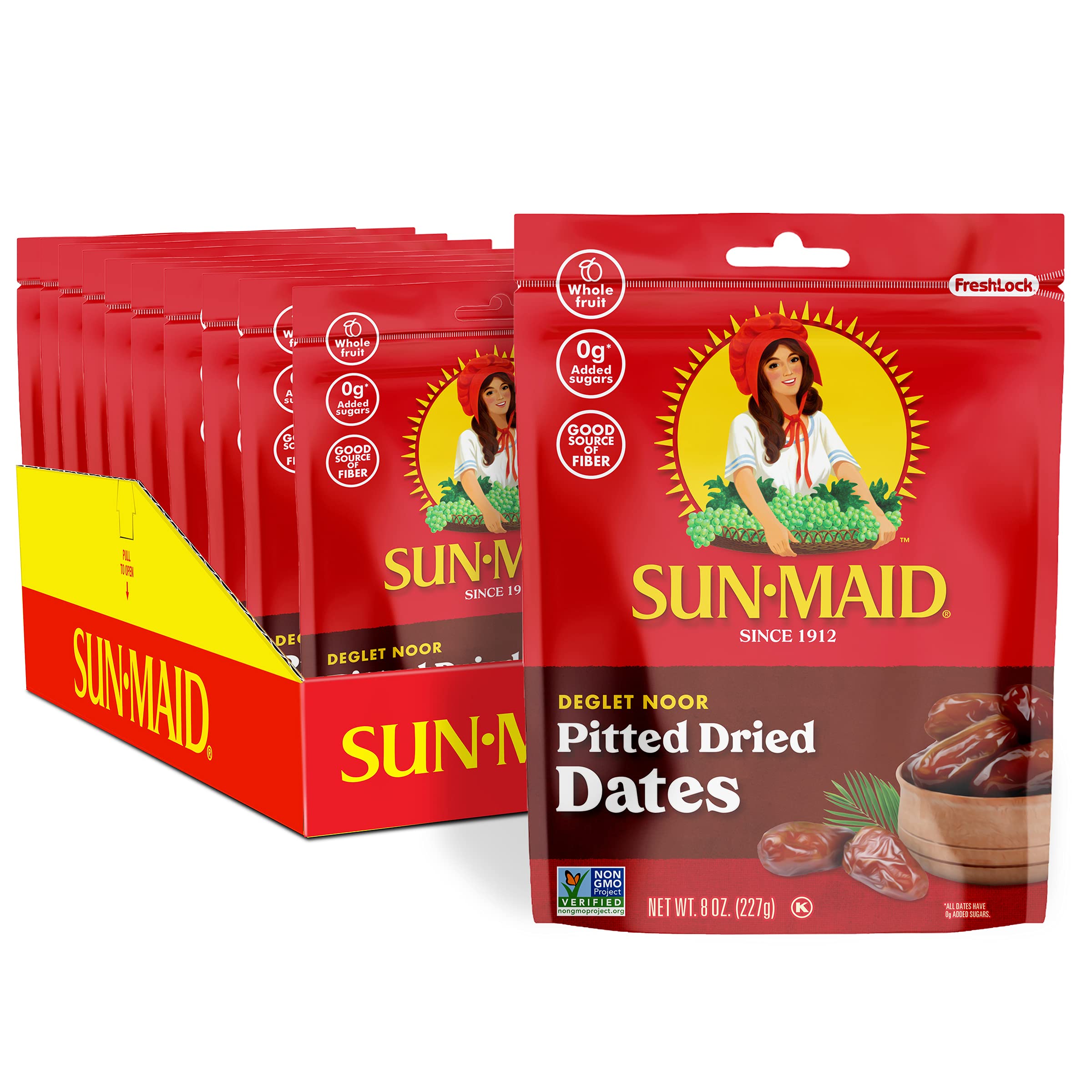 Buy SunMaid Deglet Noor Pitted Dried Dates (Pack of 10) 8 oz