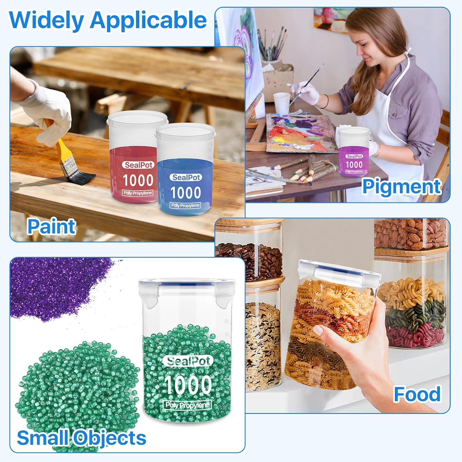 4 Set Paint Storage,Touch up Paint Container with Stainless Steel Mixing Ball and Paint Brush, 1000ml Airtight Paint Cups Paint Container for Repainting Leftover Paint, clear - Image 6