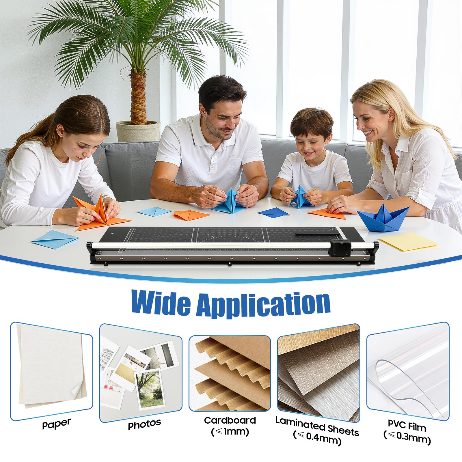 Rollenschneider 36 Zoll (90 cm) Papierschneider mit 2 Ersatzklingen & Magnetischer Positionierrutsche Professioneller Office Paper Trimmer für Präzises Schneiden von Fotos Karten und Karton