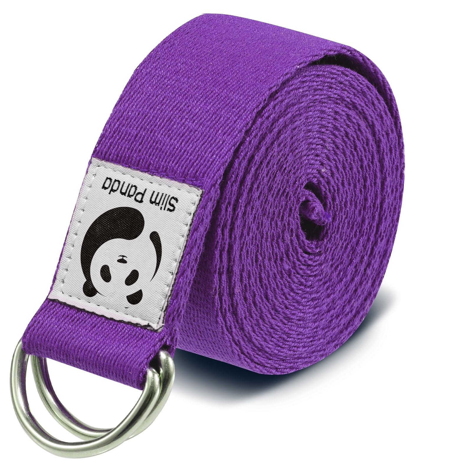Slim Panda Yoga Strap for Stretching,Cotton Yoga Strap with Adjustable D-Ring Buckle,Non-Elastic Yoga Belt for Pilates,Gym Workouts,Physical Therapy,Improve Flexibility