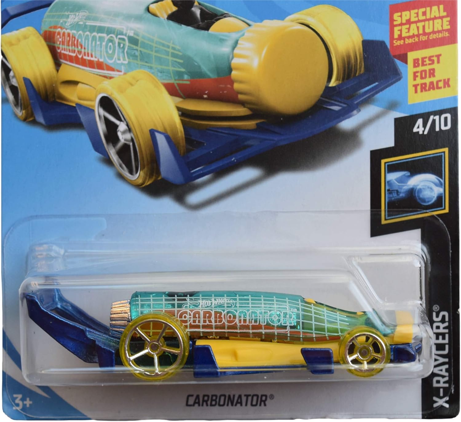 Hot Wheels X-Raycers 4/10 [Blue/Yellow] Carbonator 34/250 2019 Month Card