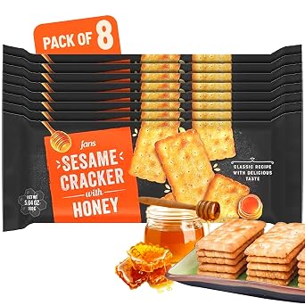 Jans Sesame Cracker with Honey 5.64 oz | Classic Recipe With Delicious Taste | Combination of Sesame Seeds and Honey | Made out of Wheat Flour | NO Cholesterol | NO Trans Fat Pack of 8