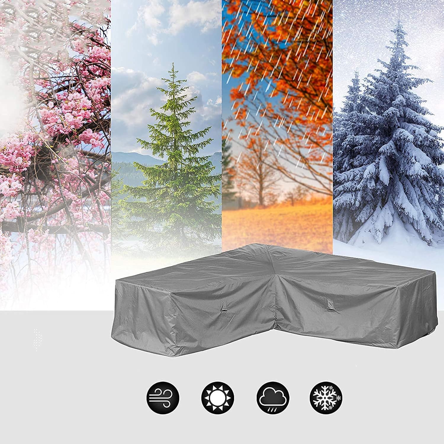 Custom sizes Patio L-Shaped Facing Sofa Cover Patio V-Shaped Sectional Sofa Cover,Waterproof Outdoor Response to rainy and snowy weather,Heavy Duty1