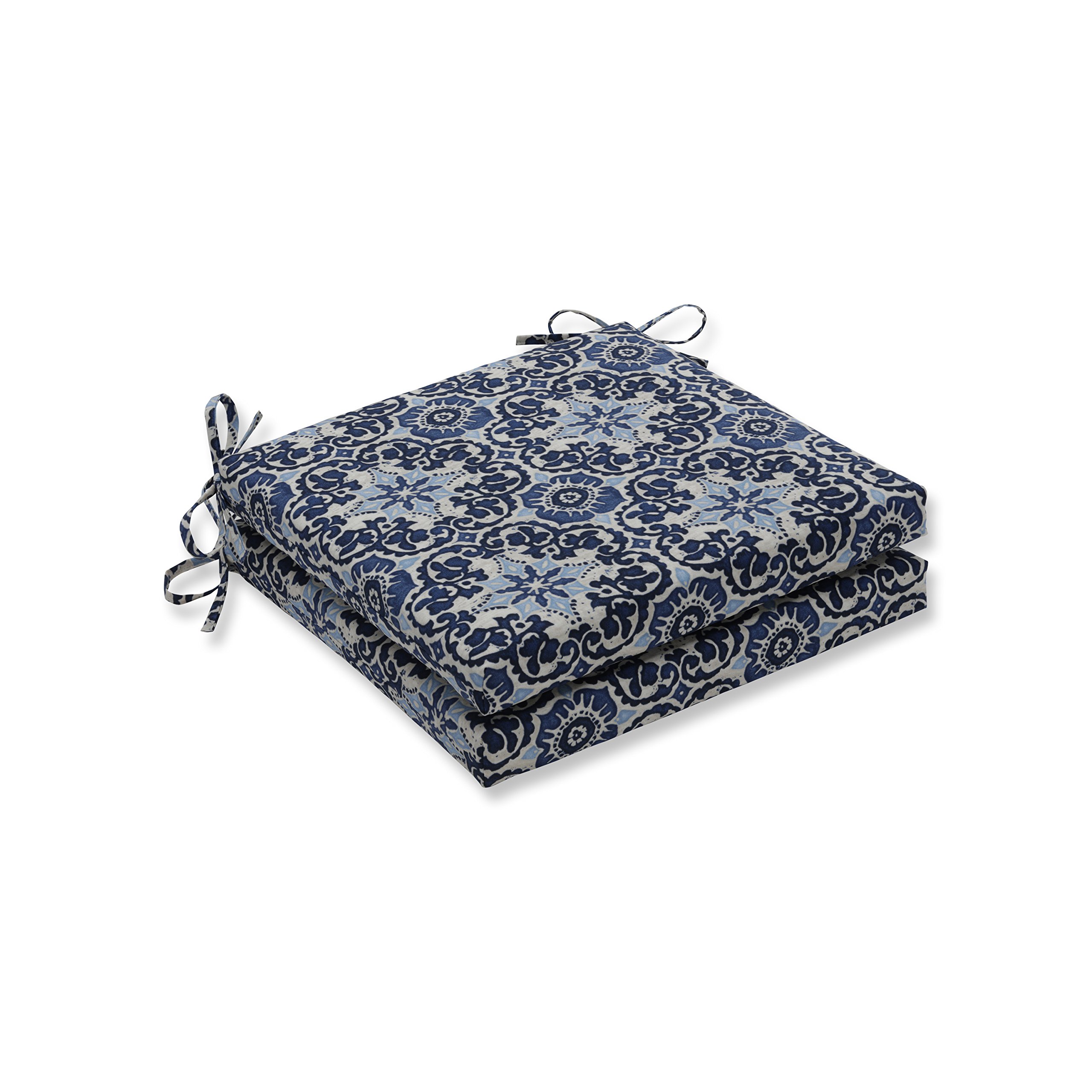 Pillow Perfect Outdoor/Indoor Woodblock Prism Blue Squared Corners Seat Cushion 20x20x3 (Set of 2)