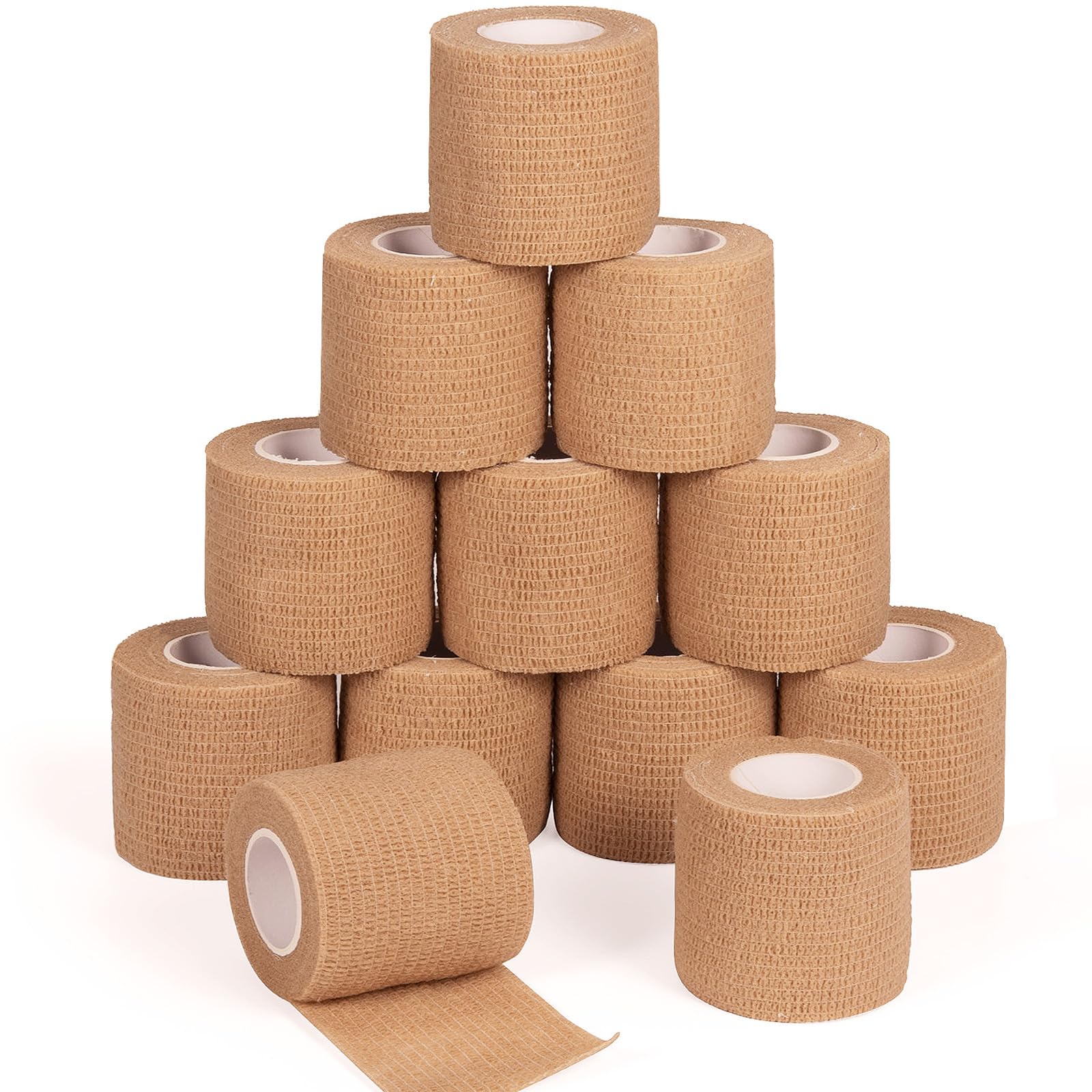 Sagafly 12Pcs 2'x 5 Yards Elastic Bandage Wrap Self Adherent Cohesive Wrap Bandages for Wrist Ankle Vet Tape for Dogs Athletic Swelling Sprains Tape