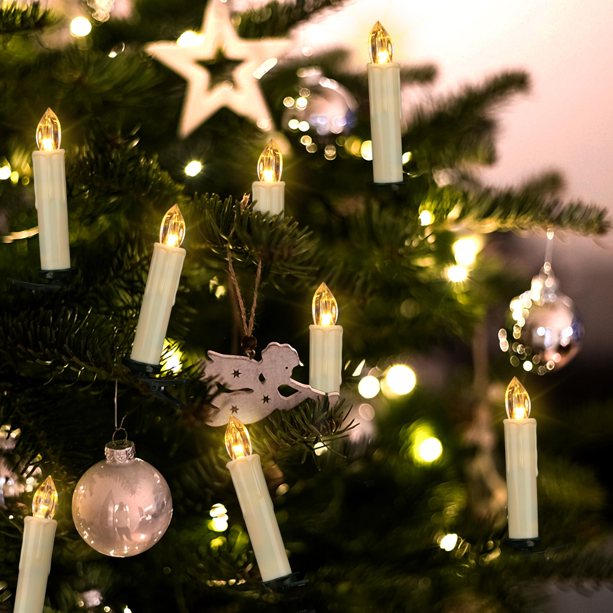 40er LED-Kerzen Mit Timer & Fernbedienung – Warmweiß, Flackernd, Batteriebetrieben Für Weihnachtsdeko