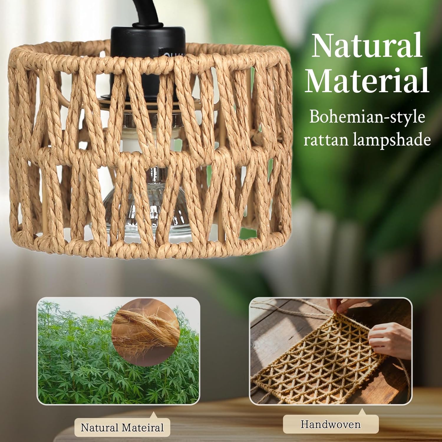 Candle Warmer Lamp,Adjustable Height with 2 Bulbs，Boho Rattan Candle Lamp with Dimmer & Timer, Flameless Fragrance Diffuser for Scented Wax Melts, Mothers Day and Birthday Gifts for Home, Office