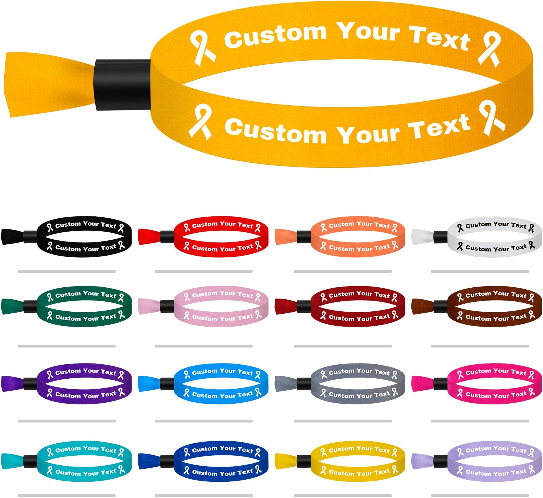 Wanstay Custom Cloth Wristbands Events Personalized Wrist Bands 30-5000 Pcs Bulk with Text Logo, Colored Wristbands for Wedding, Lightweight Concert, Club Entrance Wrist Strap Party