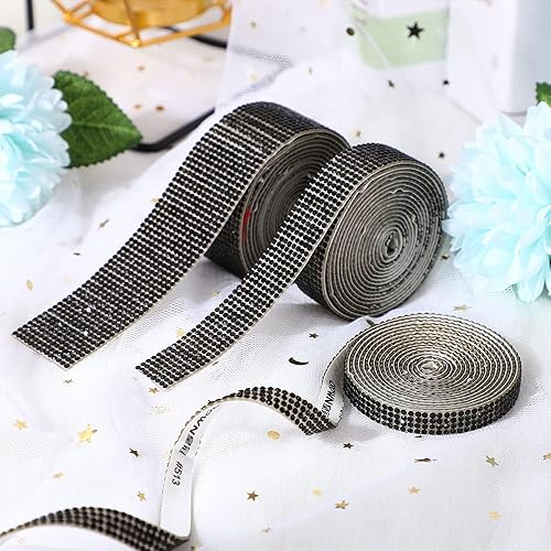 Miniatura 3 de 5 rollos de cinta autoadhesiva con diamantes de imitación de 0.079 pulgadas (0.079 in) para artes, manualidades, bodas, fiestas de cumpleaños,