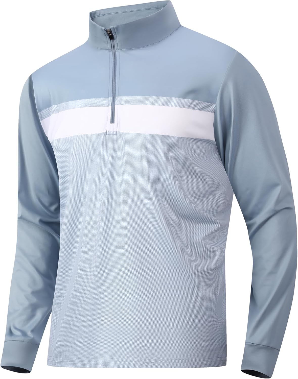 Alex Vando Mens Golf Shirts Long Sleeve Mock Neck Color Block Zipper Polo Shirt for Men