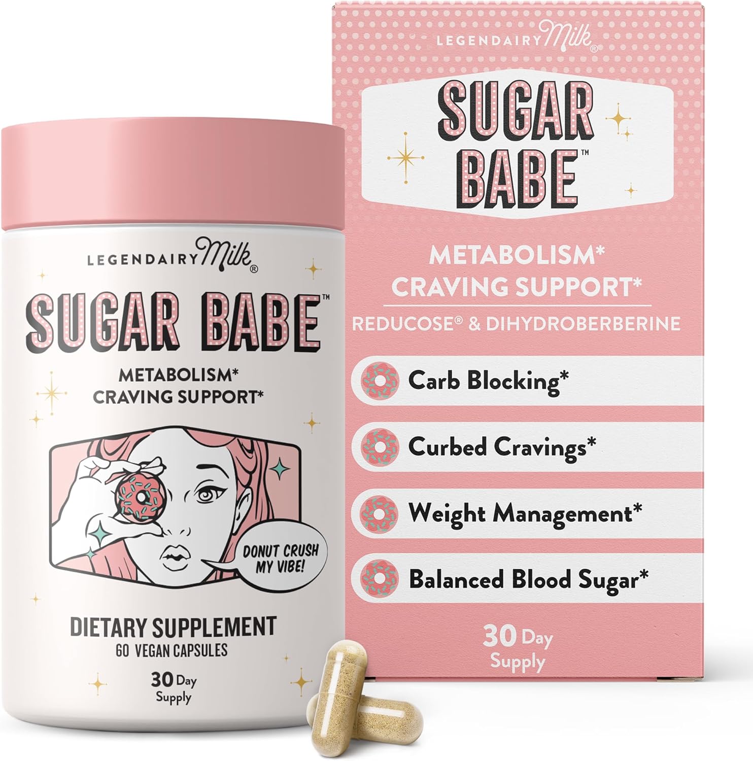 Legendairy Milk Sugar Babe - Combat Cravings & Manage Appetite - Metabolism Support - Carb Management - Dihydroberberine Supplement - 60 Capsules, 1 Month Supply