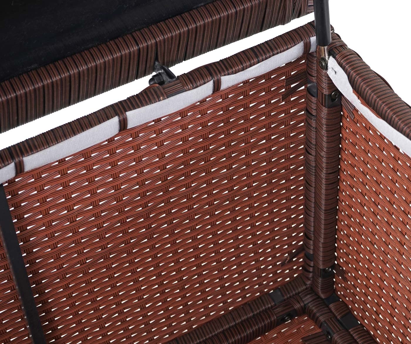 Mendler Polirattan skrzynia na poduszki HWC-D88, skrzynia ogrodowa, skrzynia premium, 51 x 100 x 50 cm, 170 l, kolor brązowy