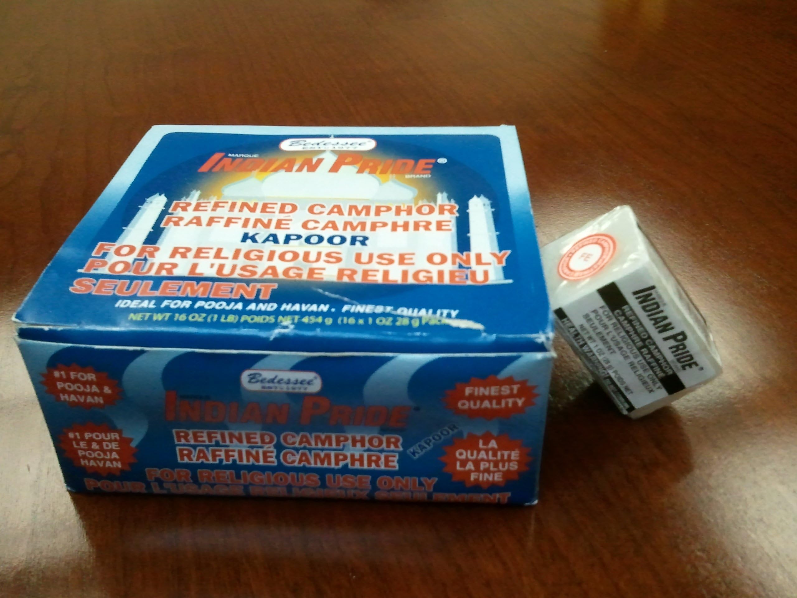 Box of Camphor 16 Blocks - Indian Pride brand - 1 Lb. - Guaranteed 100% Pure