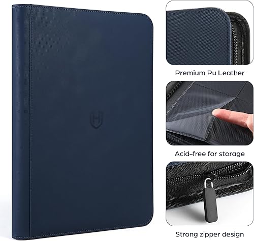 Miniatura 4 de Carpeta de tarjetas con 9 bolsillos con cremallera, 648 bolsillos para tarjetas intercambiables, carpeta de carpetas con cremallera de poliuretano