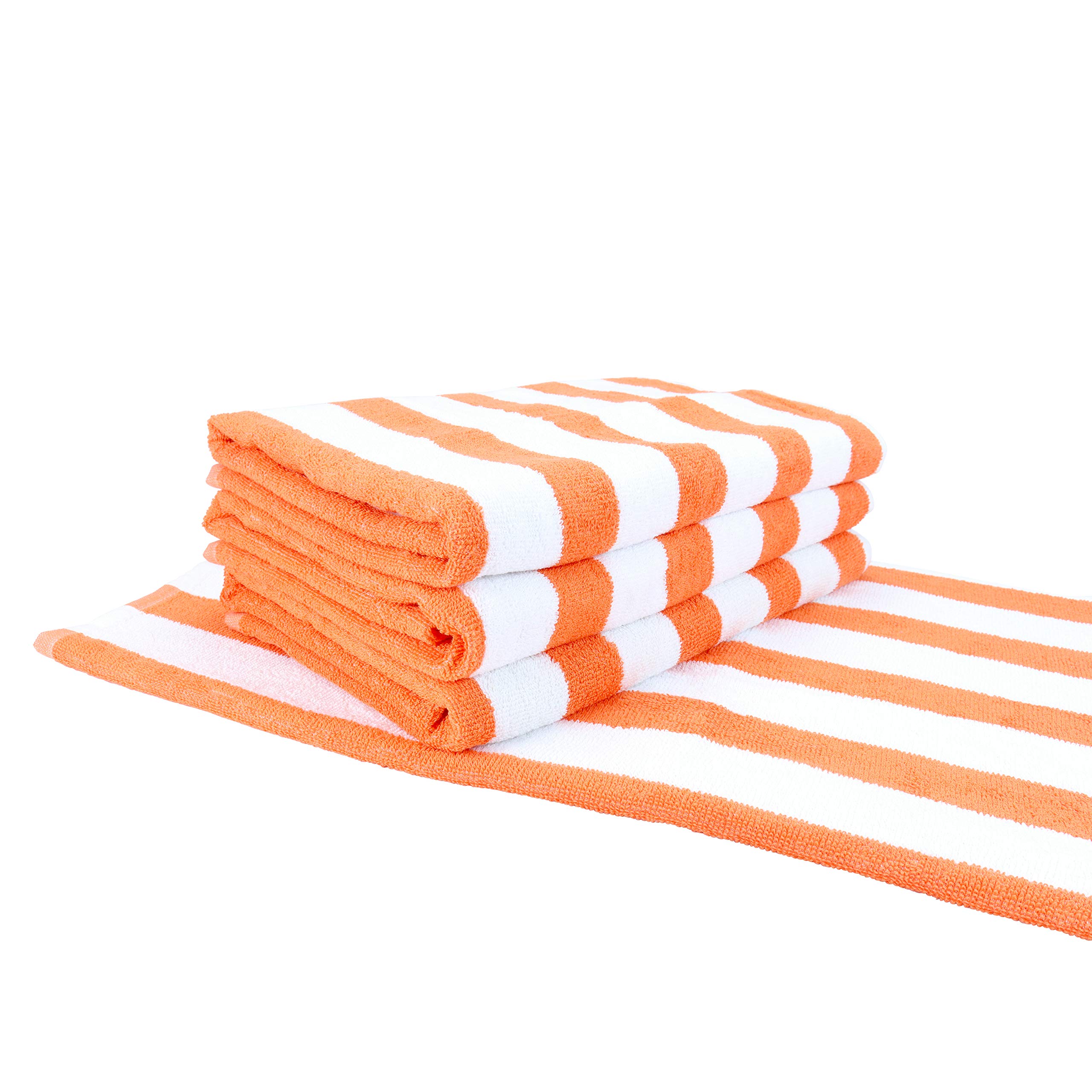 Arkwright Cali Cabana Beach Towels - (Pack of 4) 100% Ring Spun Cotton Large Soft Quick Dry Pool Towel, Perfect for Hotel, Swim, Bathroom Hot Tub, and Resort, 30 x 60 in, Orange