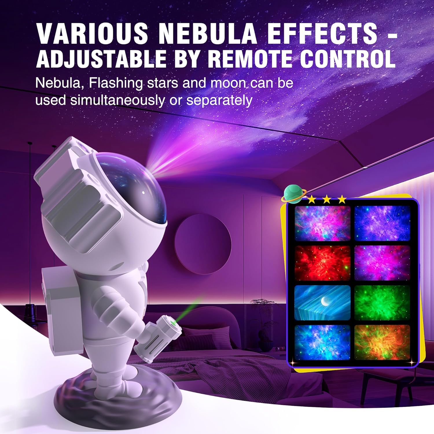 Star Projector Galaxy Night Light - Astronaut Space Projector, Starry Nebula Ceiling LED Lamp with Timer and Remote, Kids Room Decor Aesthetic, for Adults Bedroom Decoration, Party