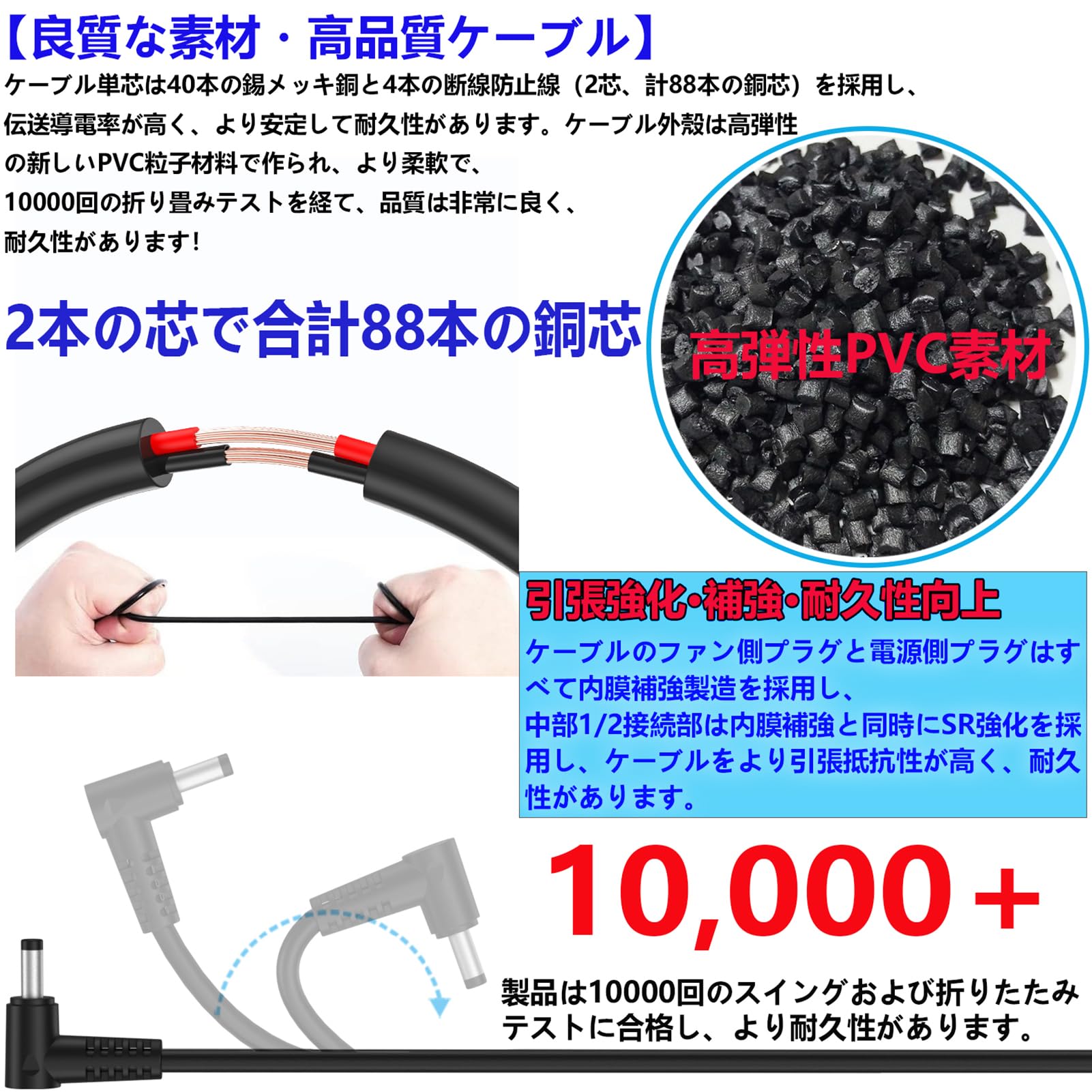 Amazon.co.jp: 空調作業服ファンケーブル 5~36V汎用 冷却服ファン用