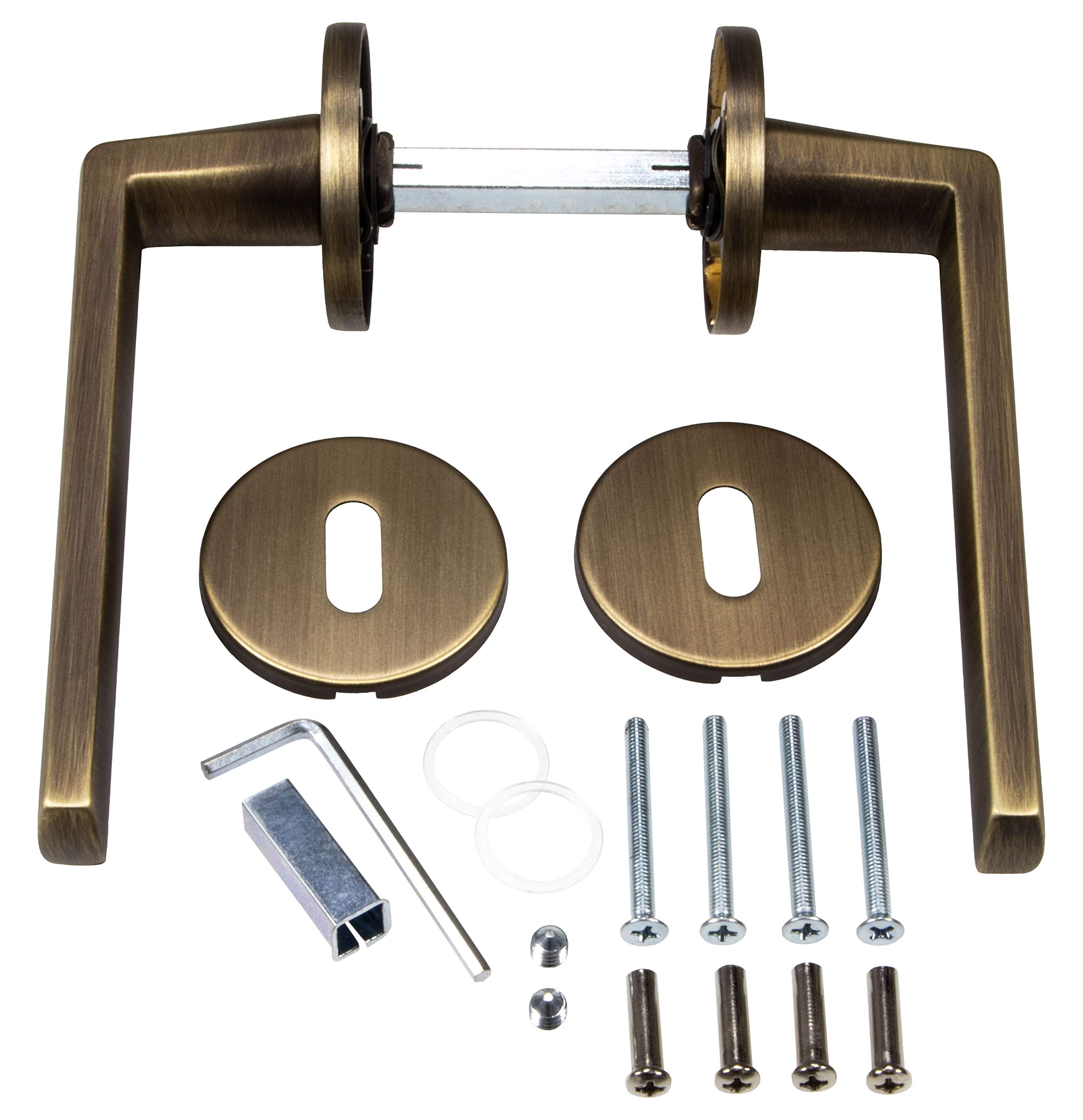Gedotec Poignée de Porte Laiton Bronze Brossé Vintage Antique LUCE | Qualité Durable & Solide Intérieur & Extérieur Chambre Salon | Serure Droite Salle de bain BB