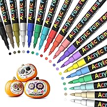 APOGO Acrylstifte für Steine Wasserfest Steine zum Bemalen, 18 Farben 0.7mm Acrylstifte Set, Acrylic Marker Stifte für Holz, Glas, Tassen, Kerzen, Keramik, Kürbis, Leinwand
