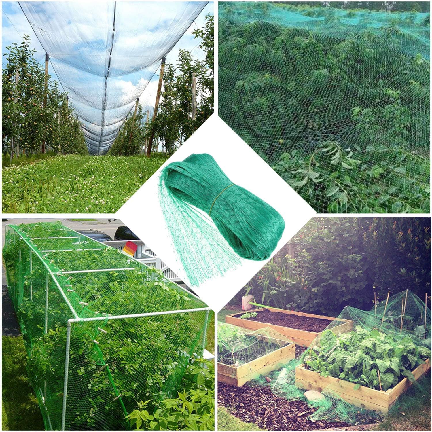 KhaznaGreen Anti Bird Protection Net, Mesh Garden Plant Net Protect Plants and Fruit Trees from Rodents Birds Deer Poultry for Seedlings, Vegetables, Fruit, Reusable Fencing (13.2 Wx20 L (Ft))