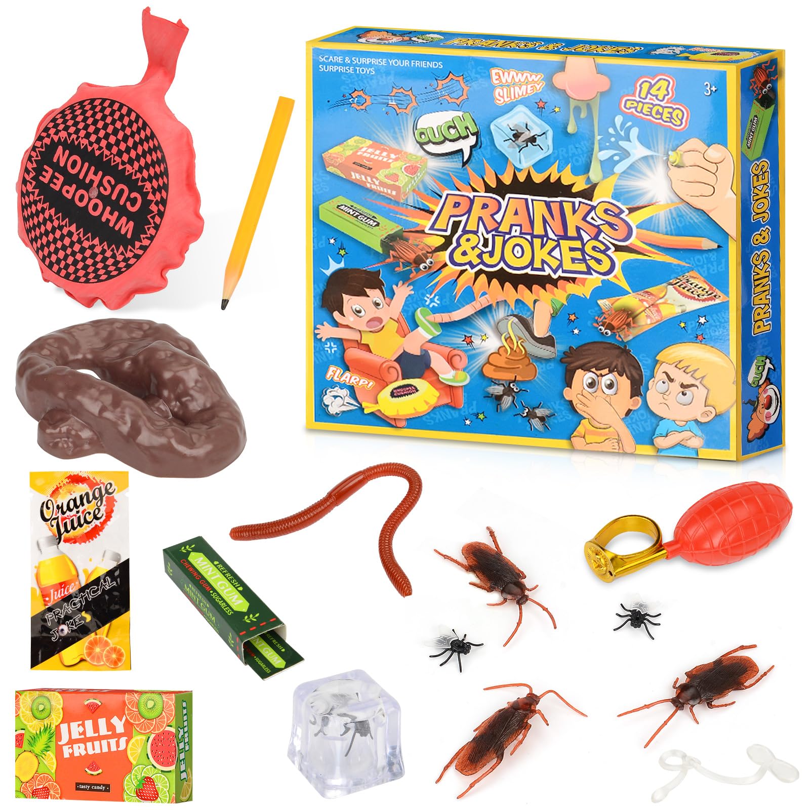 Pranks for Kids, 1 Sets Practical Jokes for Kids Prank Set, Practical Jokes Prank Kit, Family Gatherings, and Game Nights, Pranks Gift Box for Kid and Adults, Gift Box for Kid and Adults
