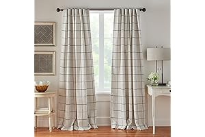 Elrene Home Fashions Brighton Windowpane Plaid Farmhouse Living Room Curtains