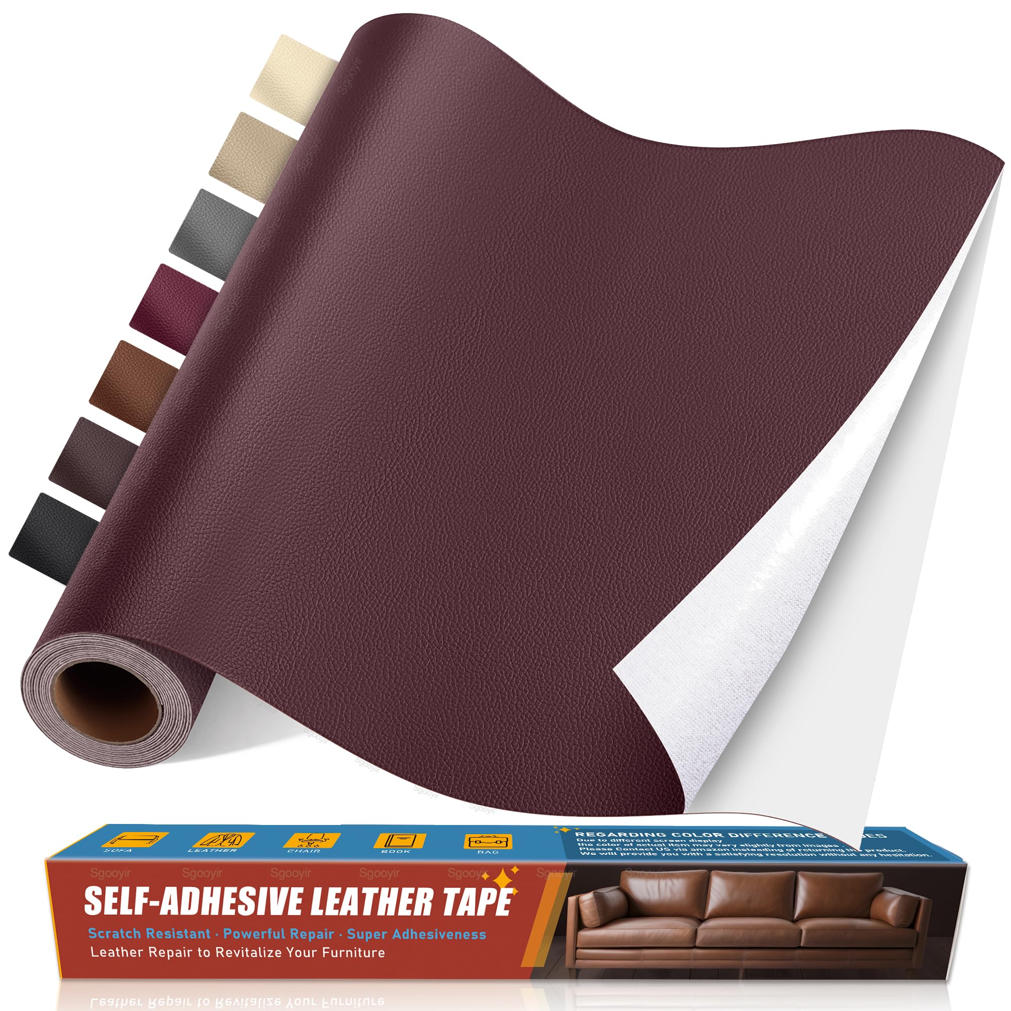 Sgooyir Leder Reparatur Set, Kunstleder Selbstklebend, Kunstleder Reparaturset Flicken Selbstklebend Patch für Autositze, Sofa, Jacken, couch, MöbelV
