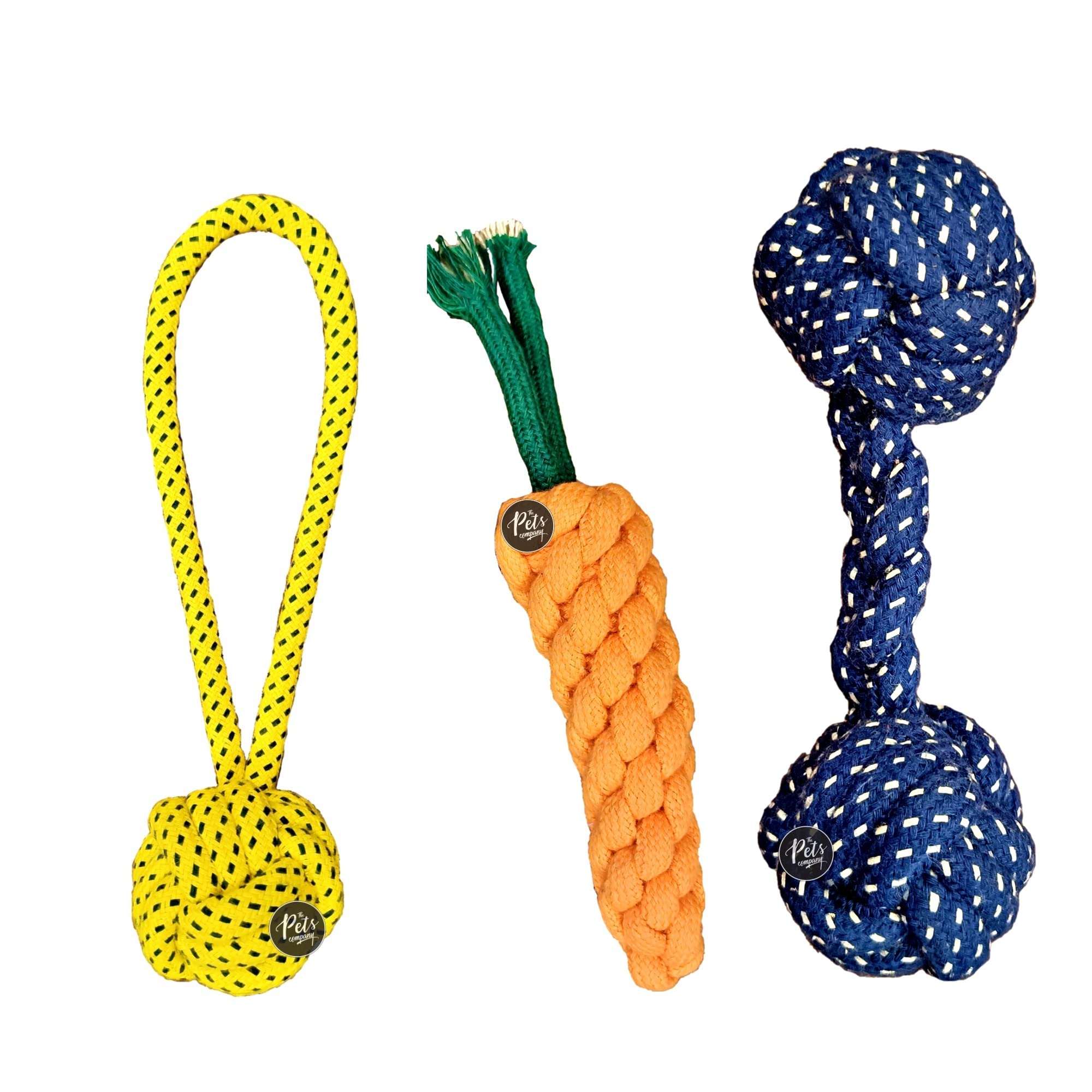 The Pets Company Dog Chew Toys for Puppy Teething & Training (Tug Ball + Dumbell + Carrot), Dog Rope Toy Combo of 3 for Small Dogs & Puppies (B0BQGPHTJR) Amazon Price History, Amazon Price Tracker