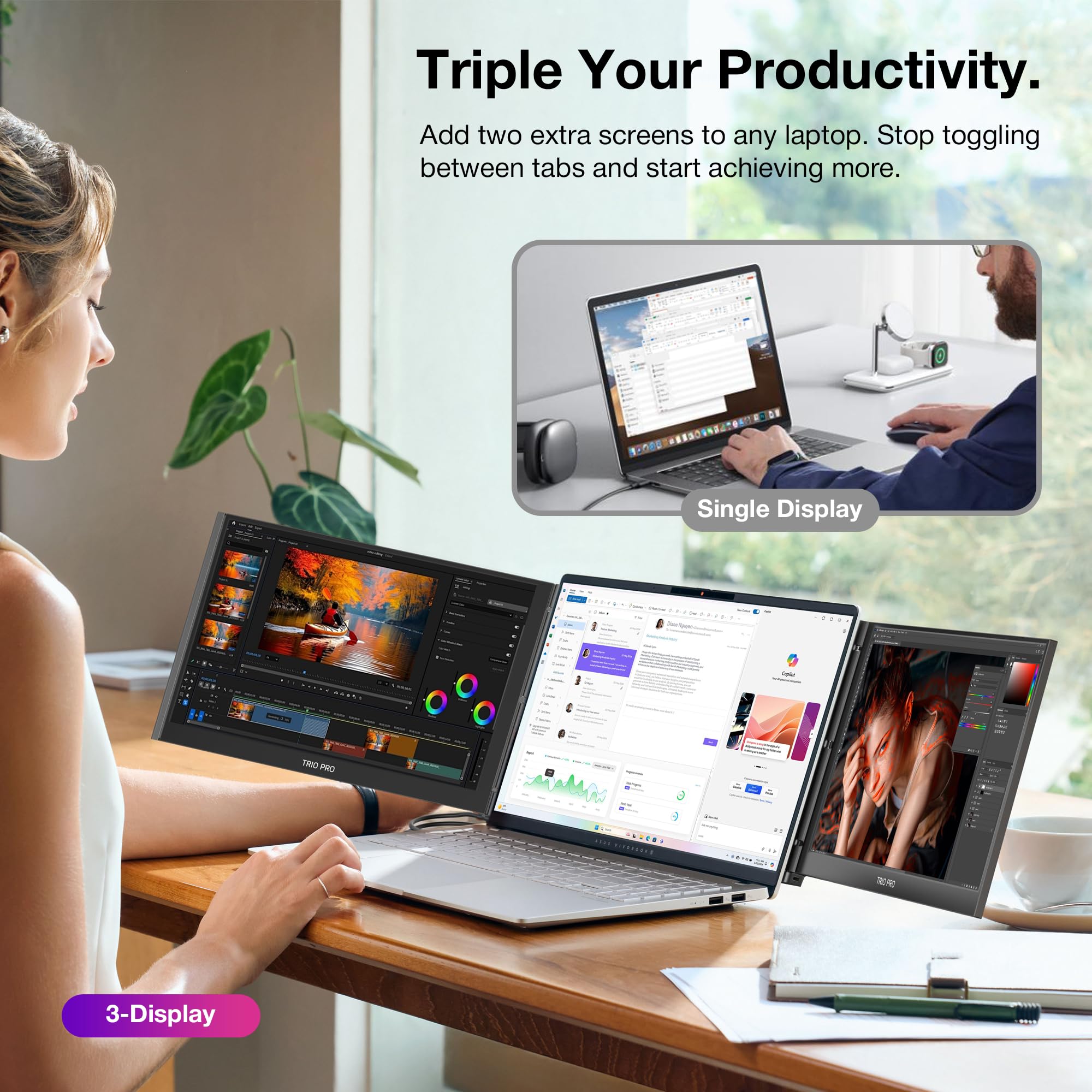 Amazon.co.jp: Trio 3 Pro 14.1インチ モバイルピクセル ポータブル