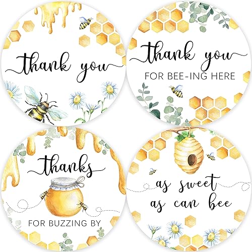 80 calcomanías de agradecimiento de abeja, decoraciones temáticas de abeja, decoraciones de baby shower de mamá a abeja (2 pulgadas)