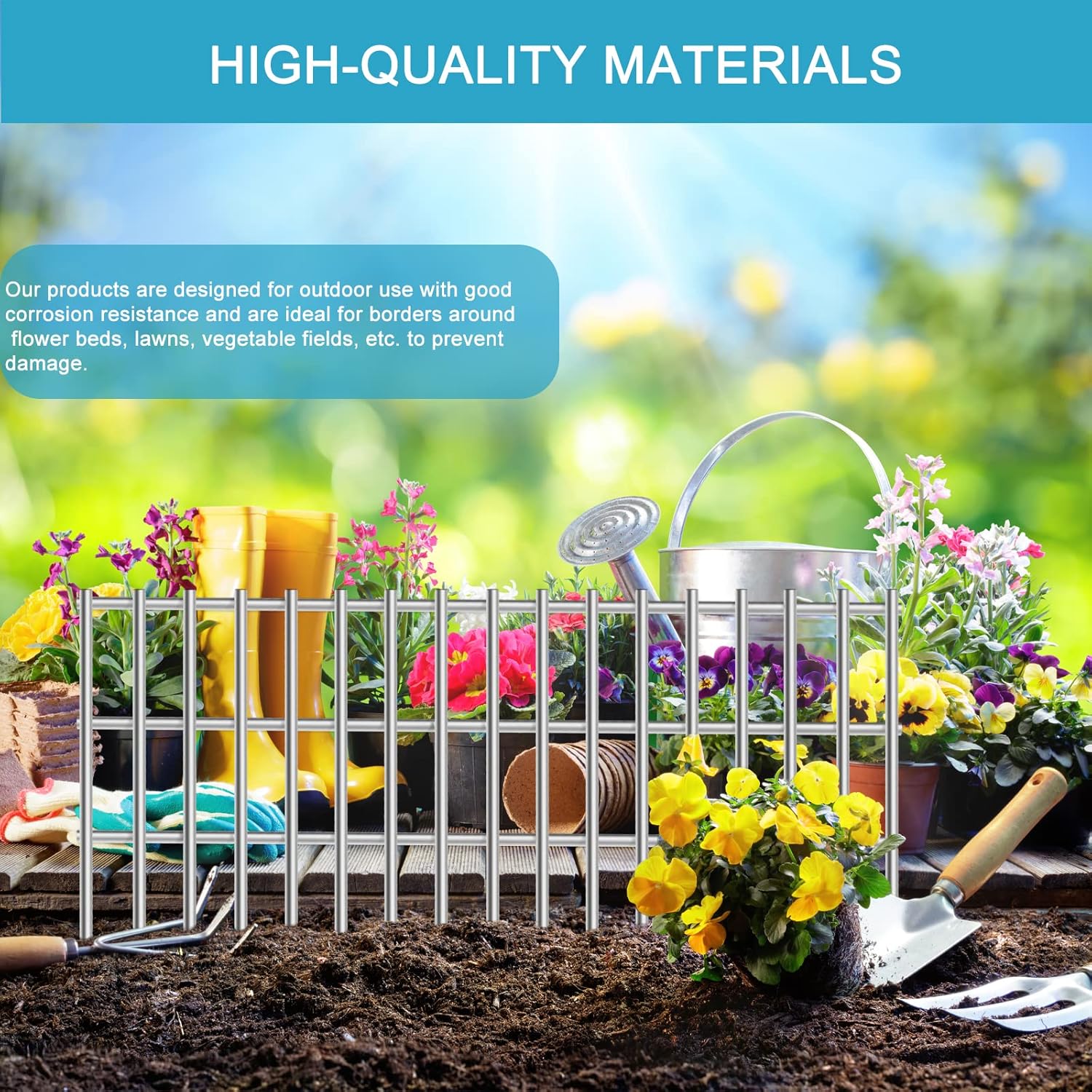 5 Pack Animal Barrier Fence, Silver No-Dig Underground Pet Dog Fence, 23.5'' X 15'', Outdoor Garden Yard Patio