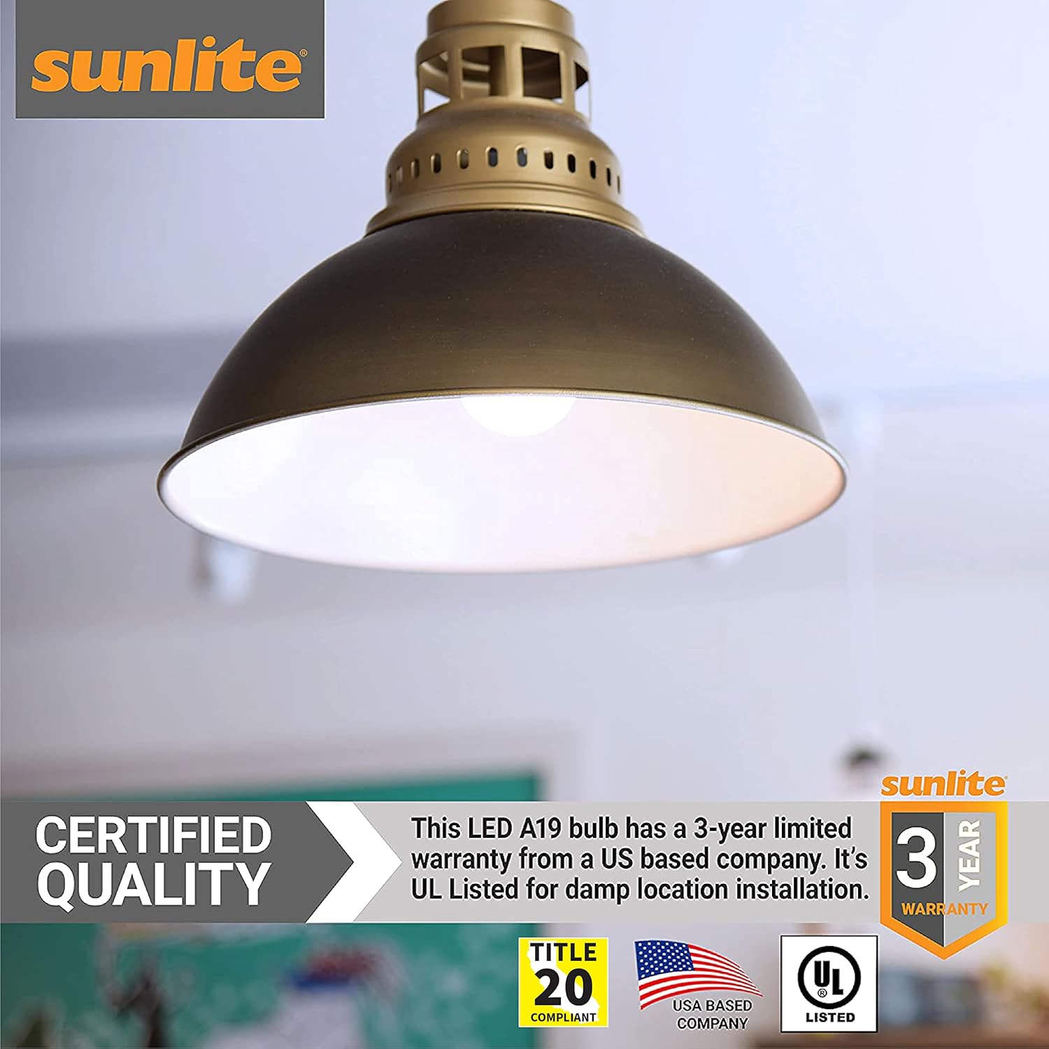 Sunlite A19 GU24 Dimmable Light Bulb, 9 Watts (60WEquivalent) 800 Lumens, 2 Prong LED Twist and Lock Base, 90 CRI, ETL Rated for Enclosed Fixtures, 4000K Cool White, 1 Pack