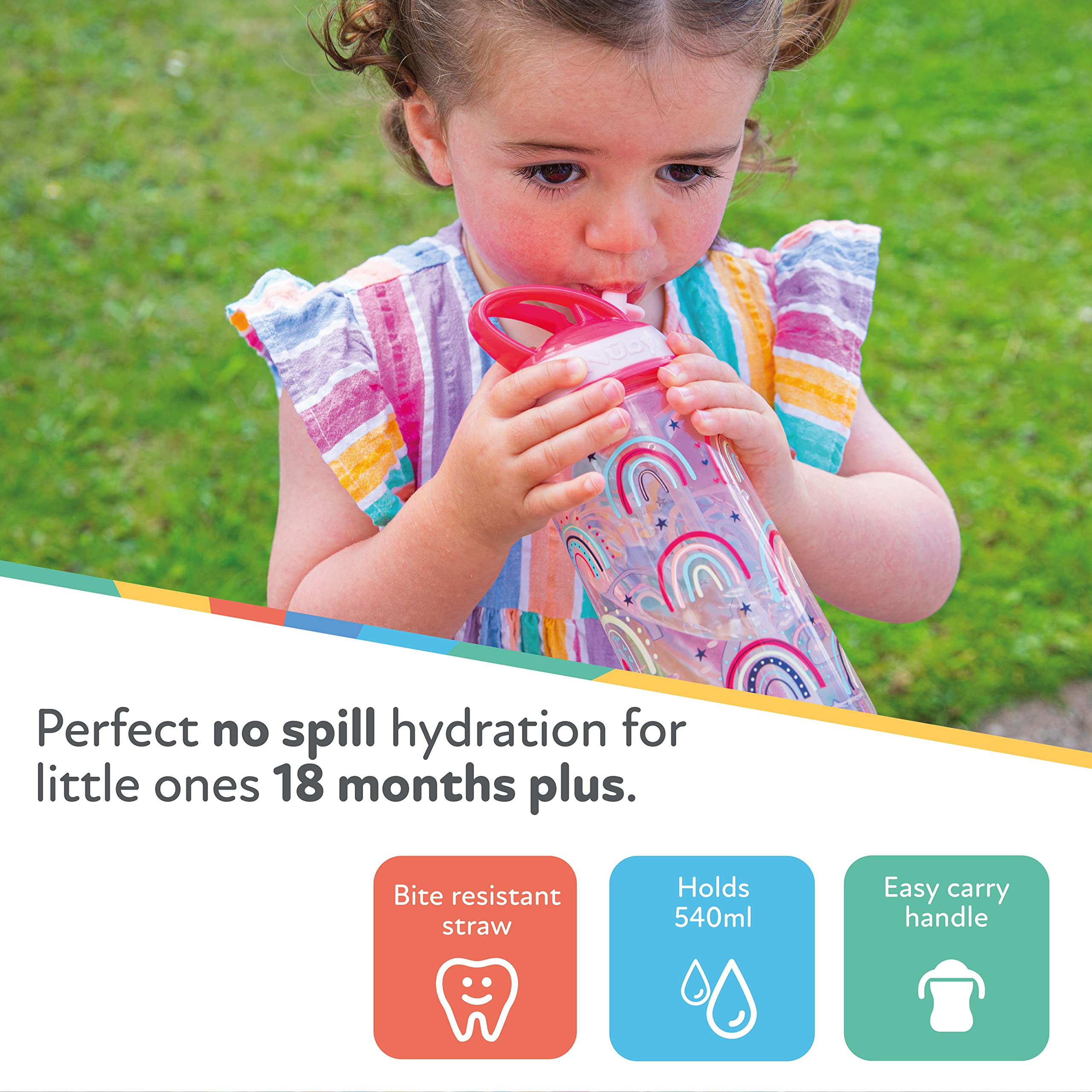 Nuby Tazza 360° Wonder Con Manici - Bicchiere Antigoccia Per Bambini Da 6 Mesi, Rosa - Foto 5