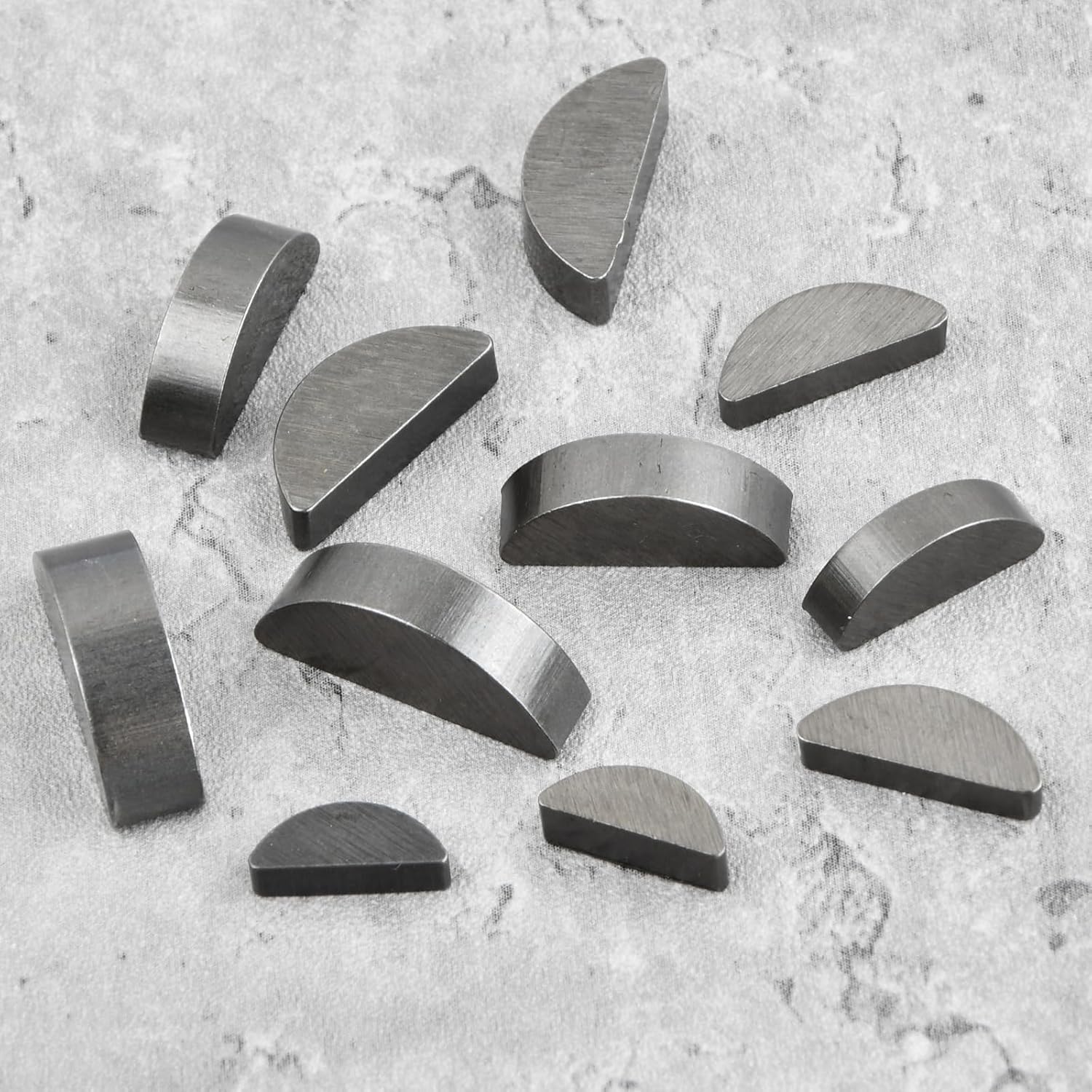 80 Pieces Spring Shims Assortment, 8-Sizes Half Moon Key Set, 3-4-5-6mm Feather Wrench Assortment for Steering Wheel, Pulleys, Crankshaft Keys