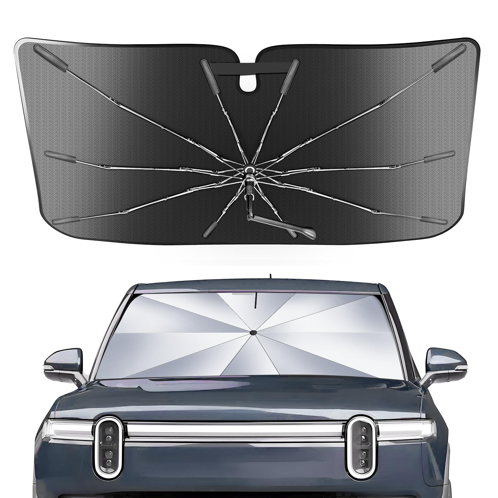 Photo 1 of [Upgrade] Portable for Ford Bronco 2021-2025 Windshield Sunshade[Military-Grade Sturdy] with Carry Bag,2 in1 Ice Crystal Durable Compact Shade Umbrella UPF50+ UV Front Car Window Outdoor Camping