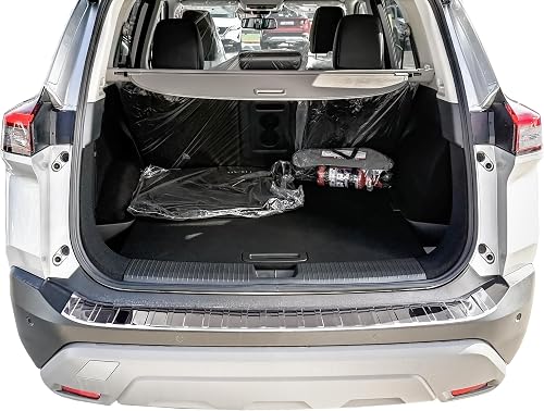 RECAMBO Protection de seuil de chargement en acier inoxydable – Convient pour Nissan X-Trail | T33 | année de construction à partir de 2021 – Barre de protection chromée polie pour pare-chocs avec - 6