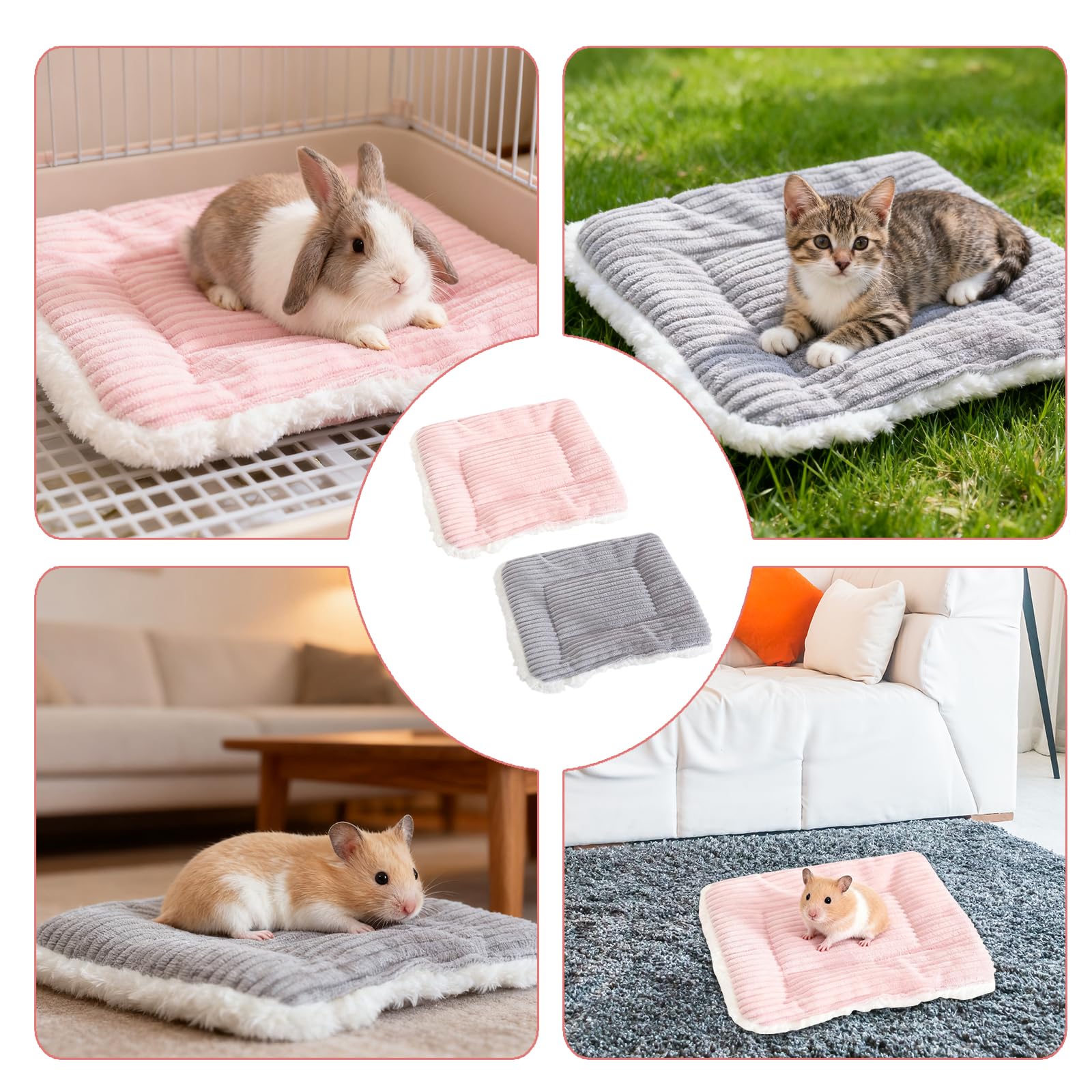 2 stuks 31 x 21 cm konijnenbed, caviabed, konijnenaccessoires, accessoires voor cavia's, kattendeken, warm pluizig pluche bed